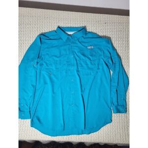 Columbia PFG Bahama II Fishing Shirt Mens 3XT Tall Blue Long Sleeve Omni-Shield